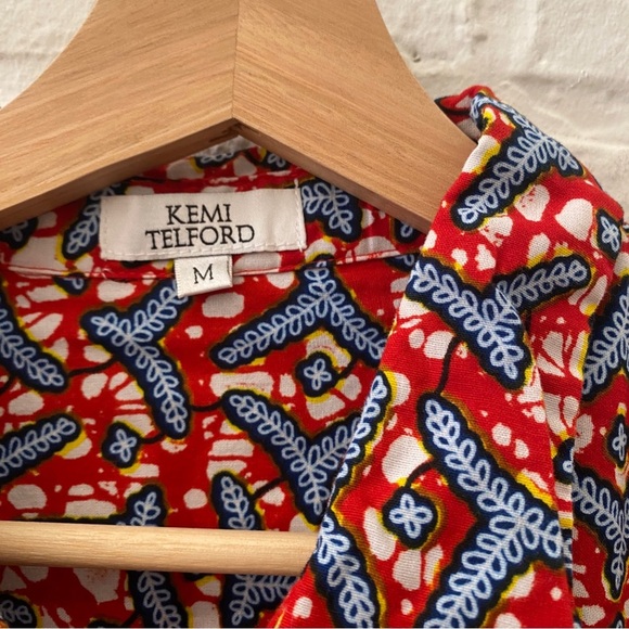 Kemi Telford || Belted Cotton Shirt Dress Shirtdress Red Medium - Picture 3 of 8